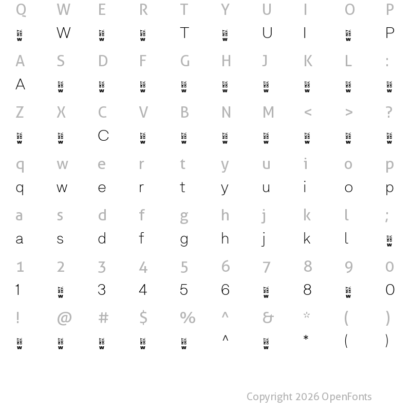 Character Map of ArminGrotesk-Thin ?