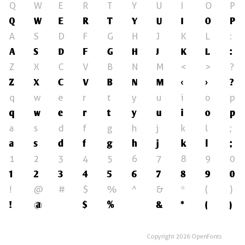 Character Map of ArmWrestler Bold