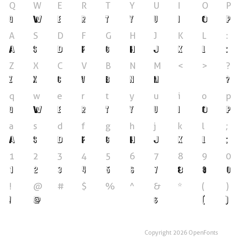 Character Map of Army Watch Divided Regular