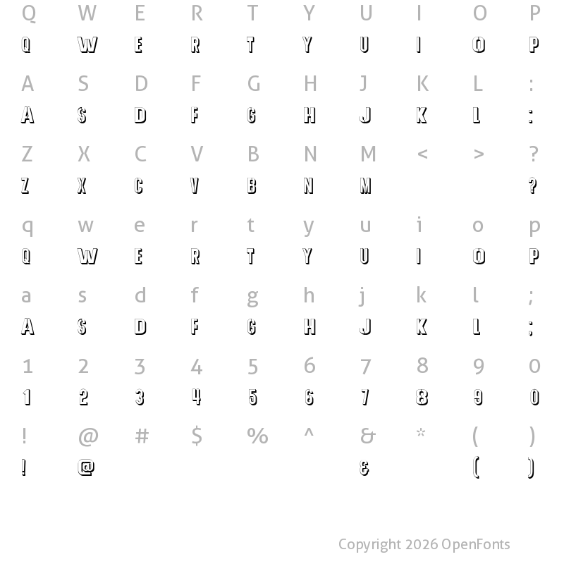 Character Map of Army Watch Gleam Regular