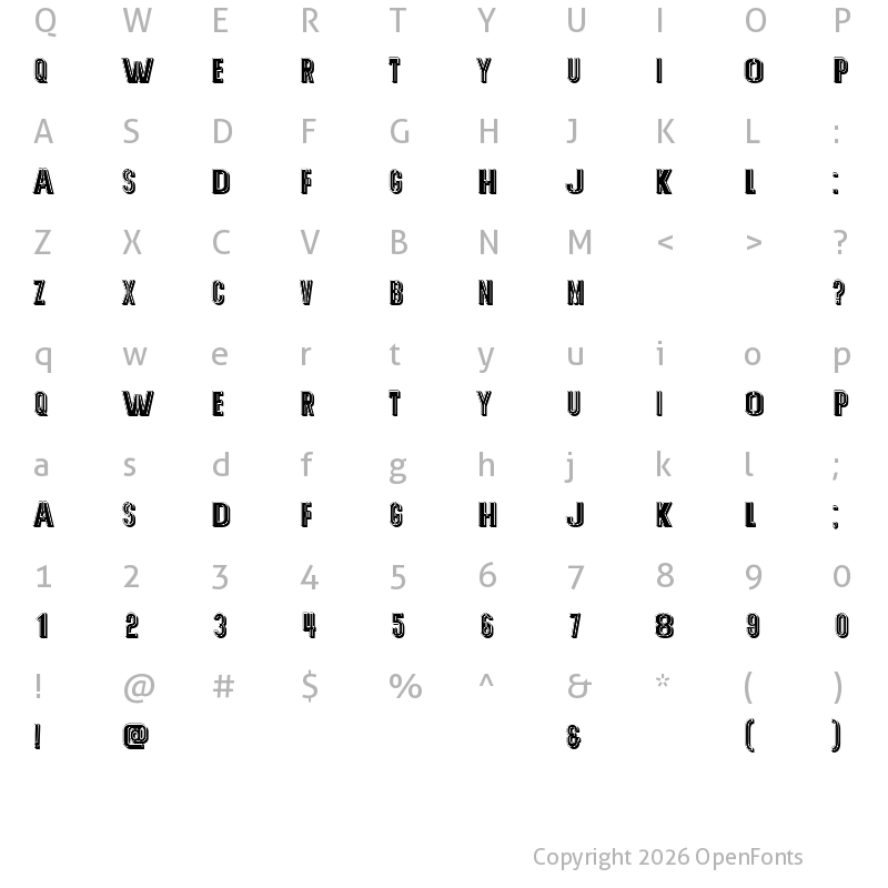 Character Map of Army Watch Regular