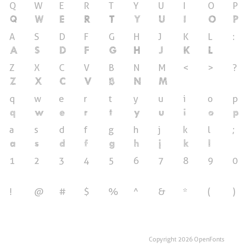 Character Map of Aroly Regular