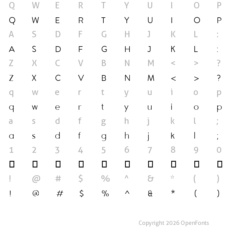 Character Map of Aron Grotesque Light