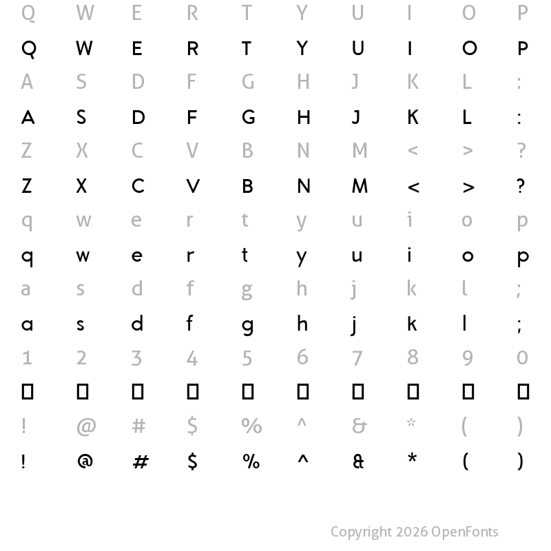 Character Map of Aron Grotesque Regular