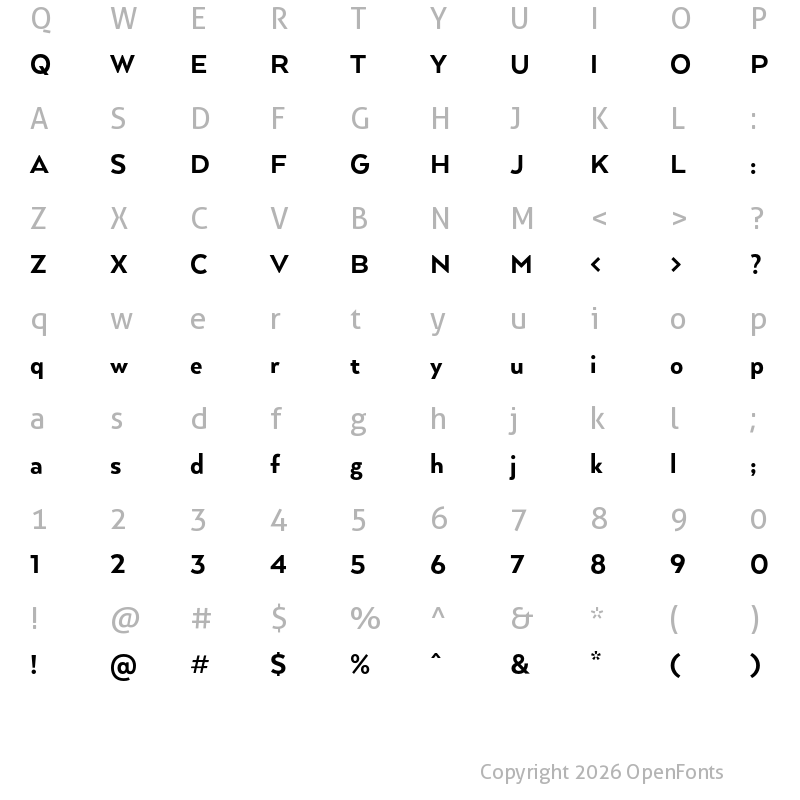 Character Map of Arquitecta Heavy