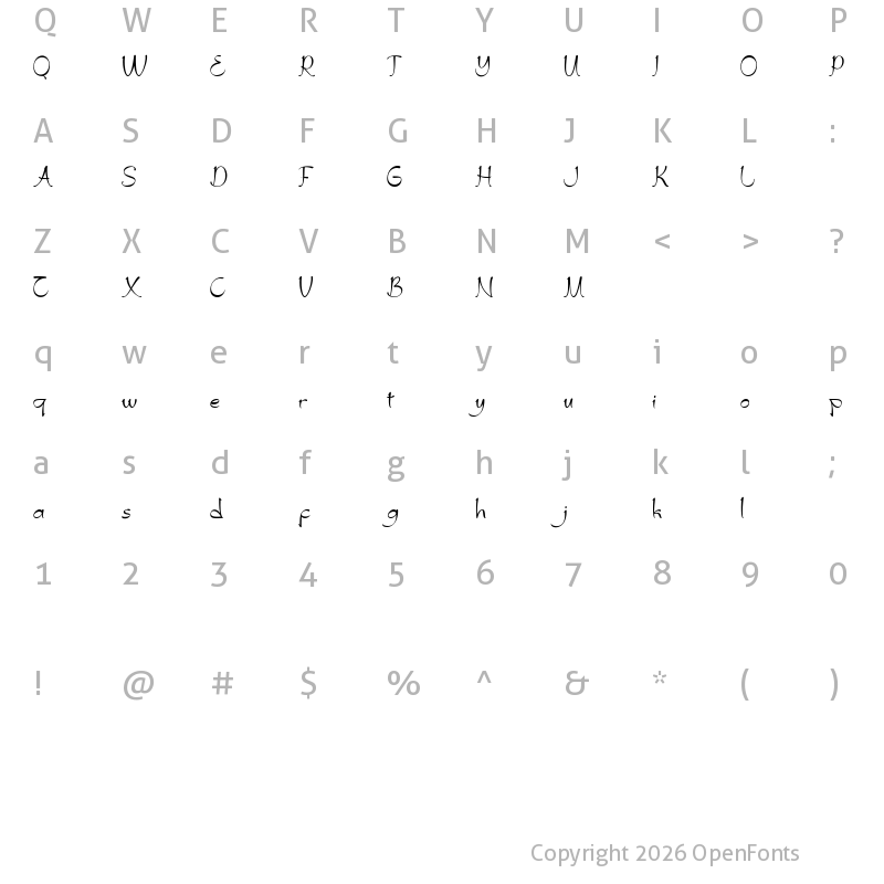 Character Map of Arshaq Regular