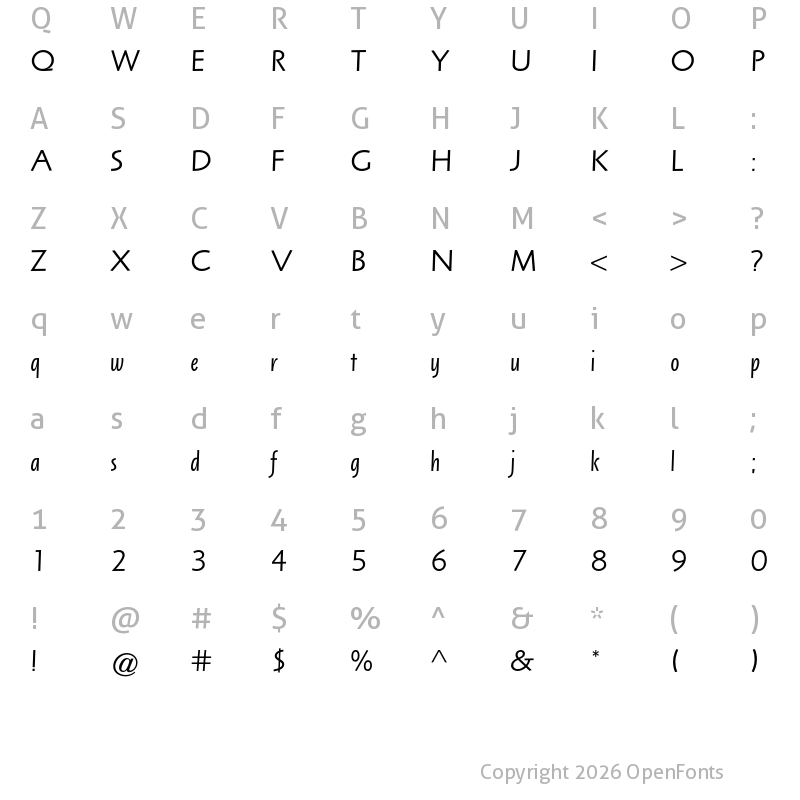 Character Map of Arta Std Book Italic
