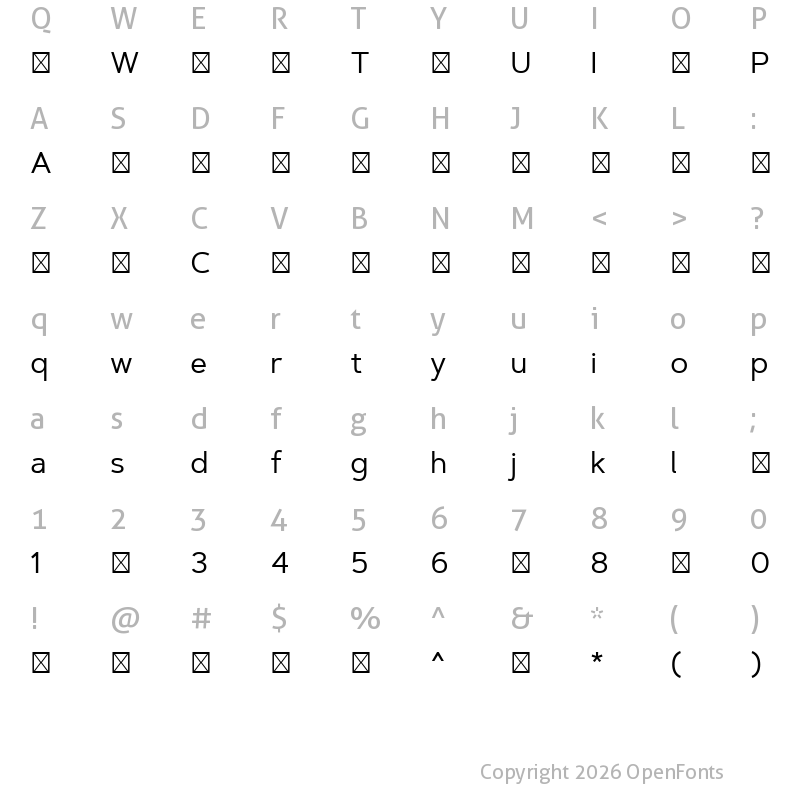 Character Map of ArtegraSansRegular ?