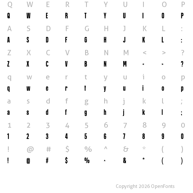 Character Map of Arteria Std Compress ExtraBold