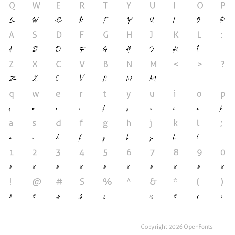 Character Map of Arthur Keith Regular