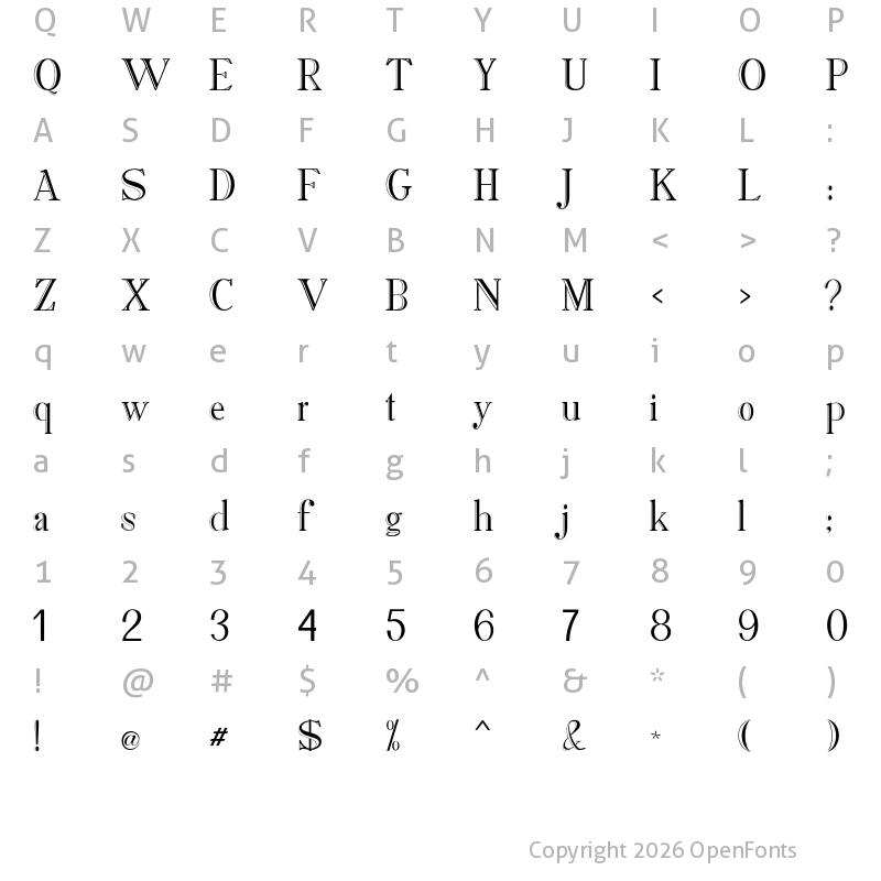 Character Map of Arthur Serif Regular