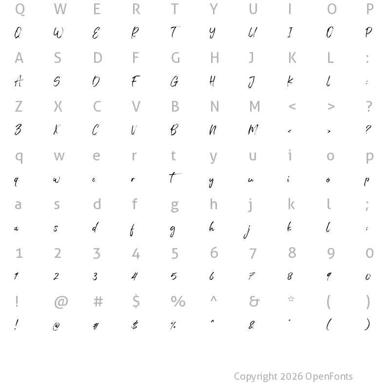 Character Map of Arthure Regular