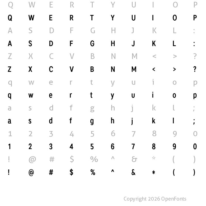 Character Map of Artico Condensed Medium