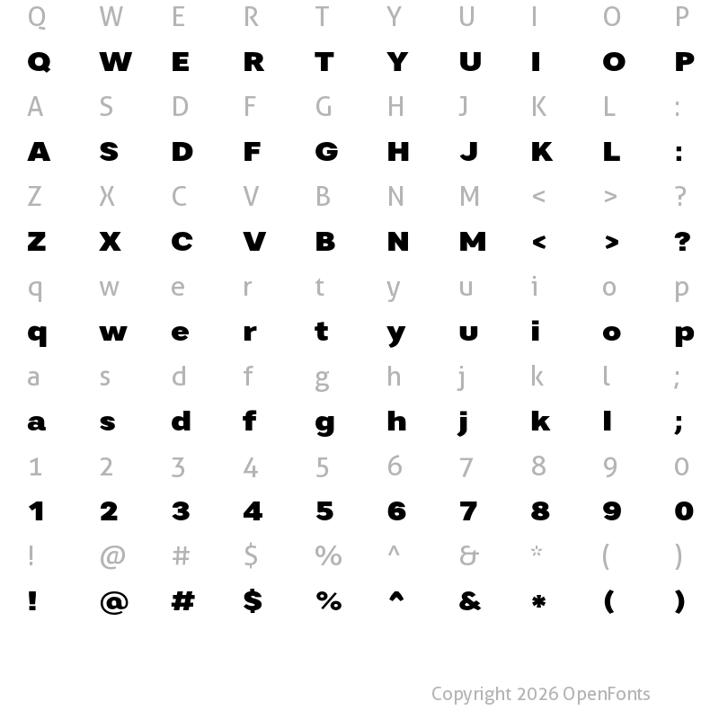 Character Map of Artico Expanded Black