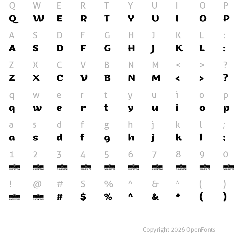 Character Map of Arturo Trial Bold