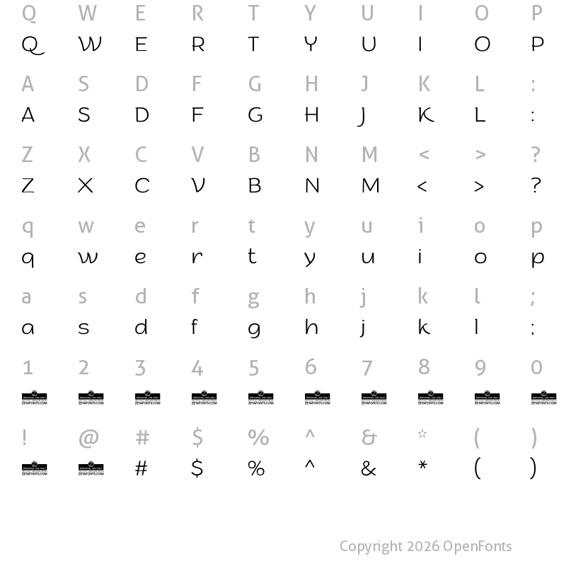 Character Map of Arturo Trial ExtraLight