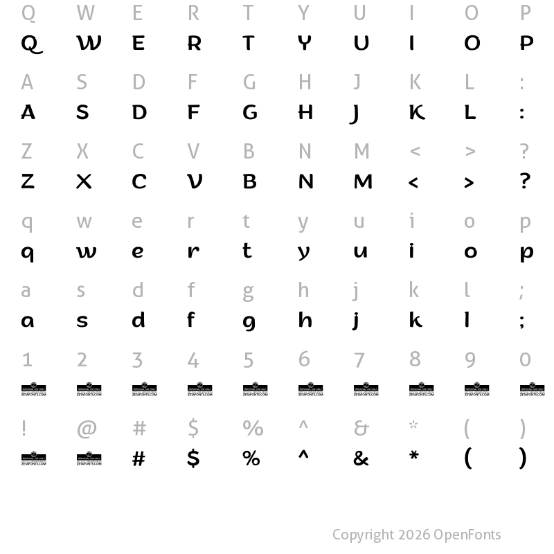 Character Map of Arturo Trial Regular