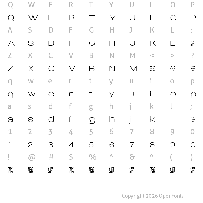 Character Map of Arupala Grotesk Trial Light