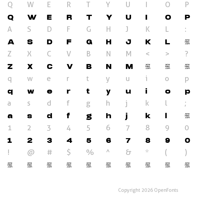 Character Map of Arupala Grotesk Trial Ultra
