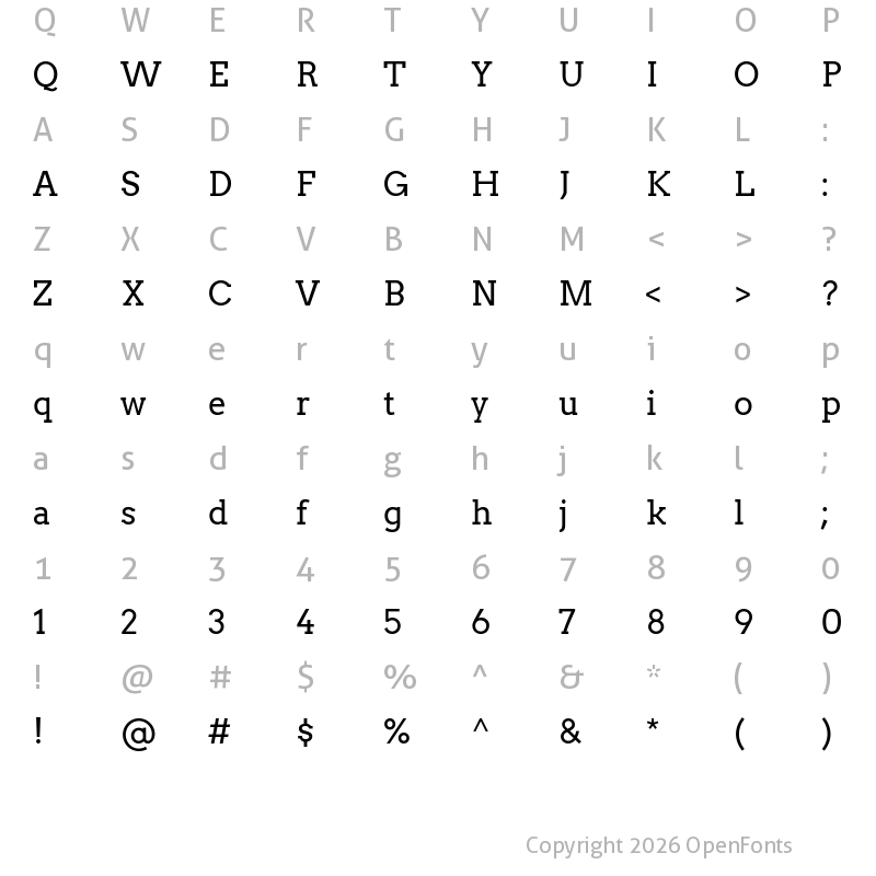 Character Map of Arvo Regular
