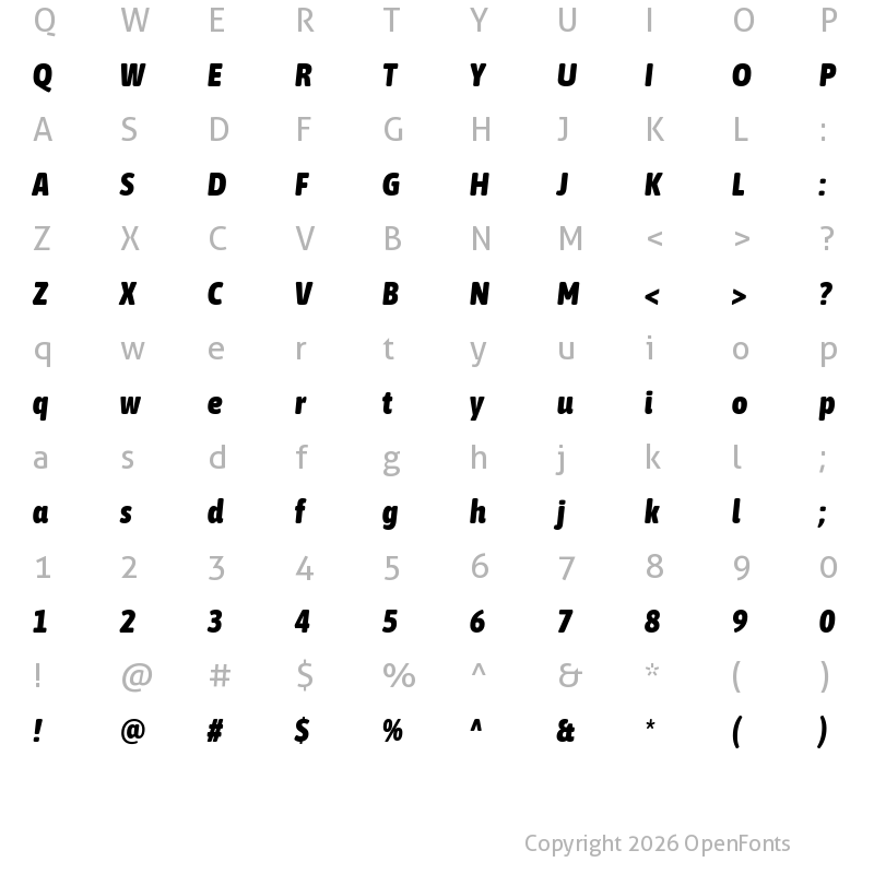 Character Map of Asap Black Italic