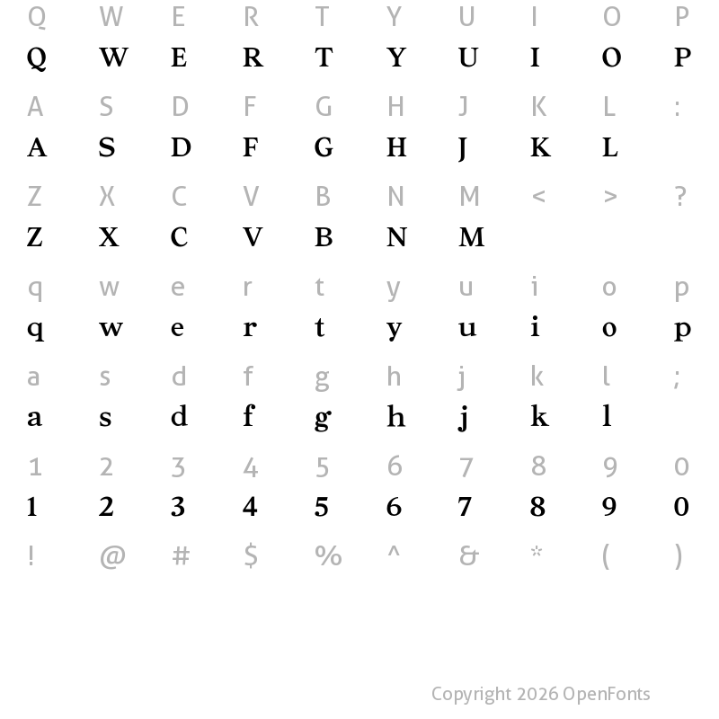 Character Map of Ascendant Serif - Personal Use Bold