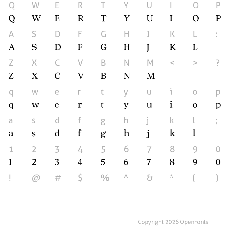Character Map of Ascendant Serif - Personal Use Medium
