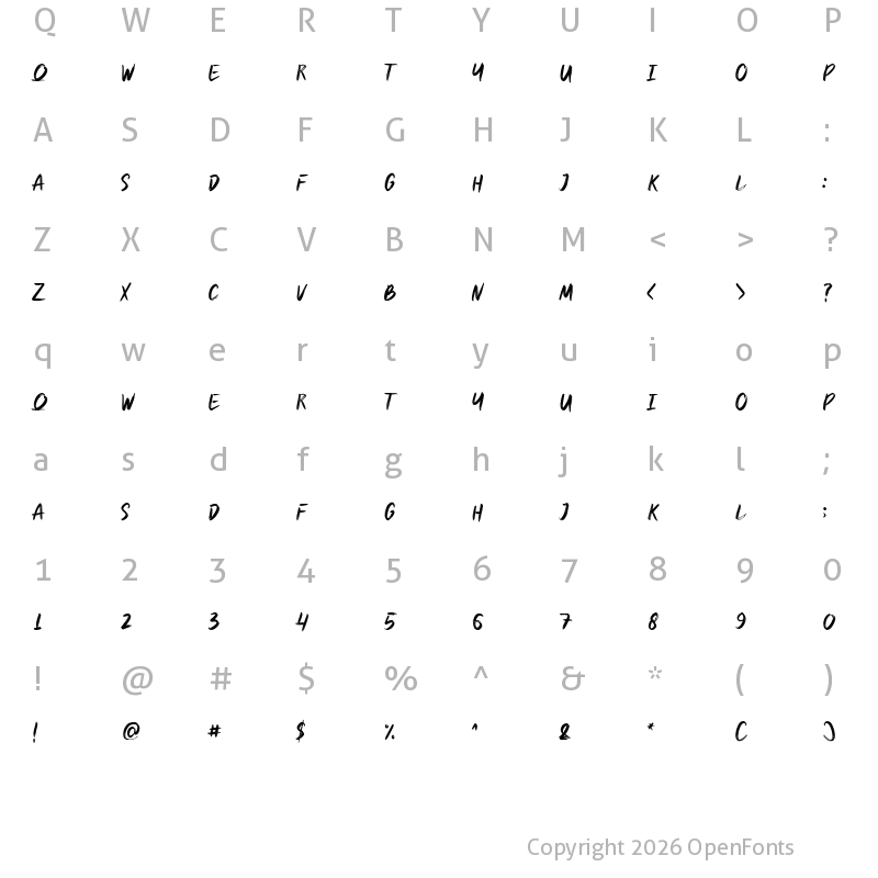 Character Map of Ascrada Regular