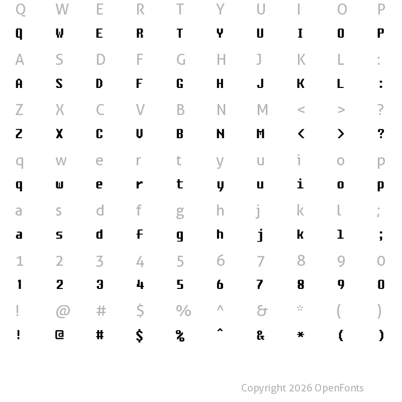 Character Map of ascsys Regular