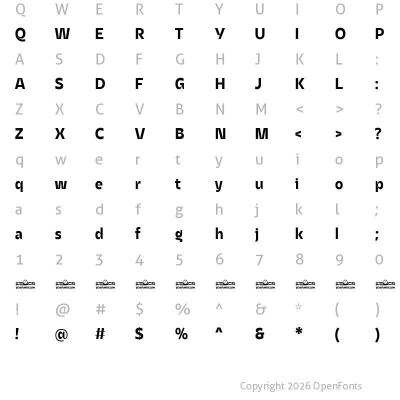 Character Map of Asgard Trial Bold