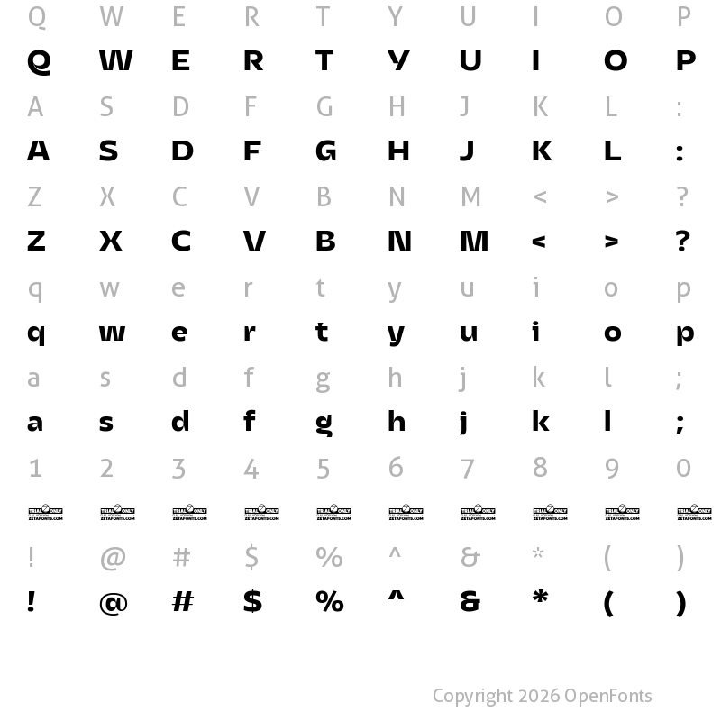 Character Map of Asgard Trial Fit Bold