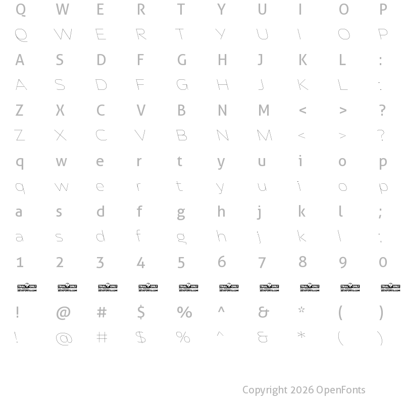 Character Map of Asgard Trial Fit Thin Backslant