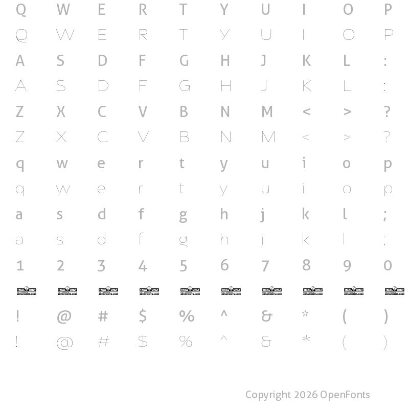 Character Map of Asgard Trial Fit Thin