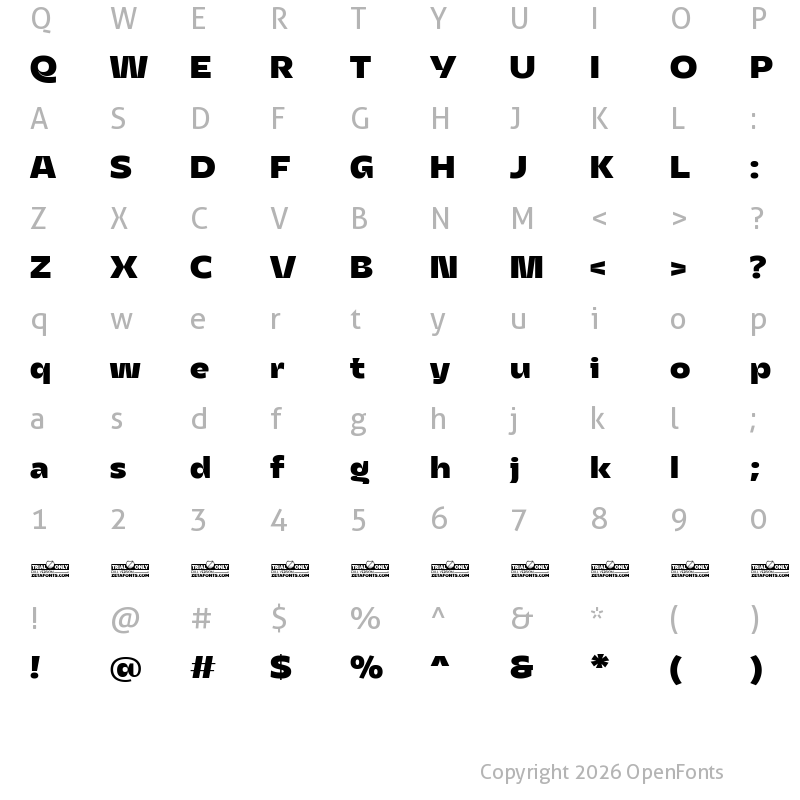 Character Map of Asgard Trial Fit Xbold