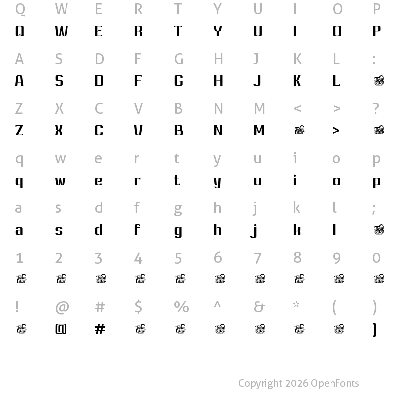 Character Map of Ashety Personal use Semi Bold