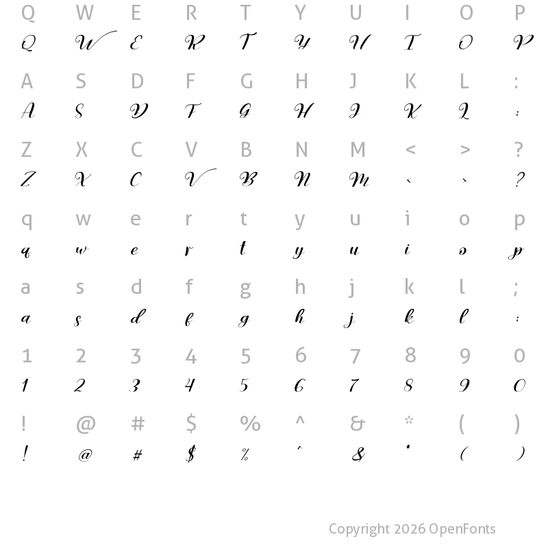 Character Map of Ashley Rosa Regular