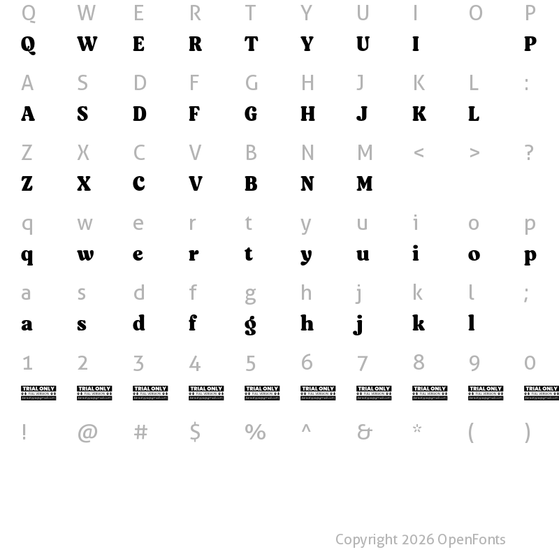 Character Map of Asikue Trial Bold