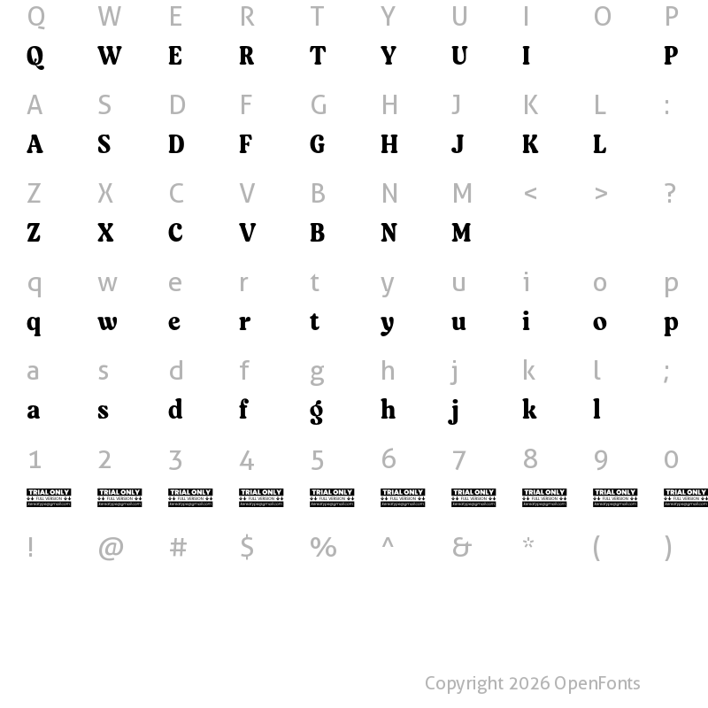 Character Map of Asikue Trial Medium