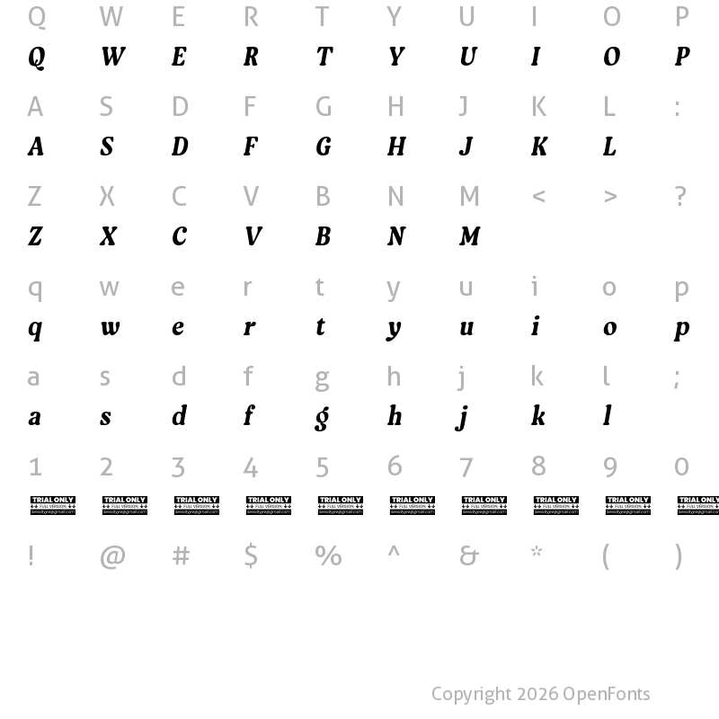 Character Map of Asikue Trial Oblique