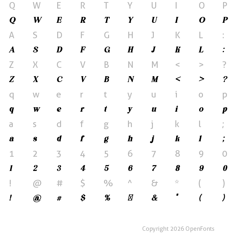 Character Map of asimilates ExtraBold Italic