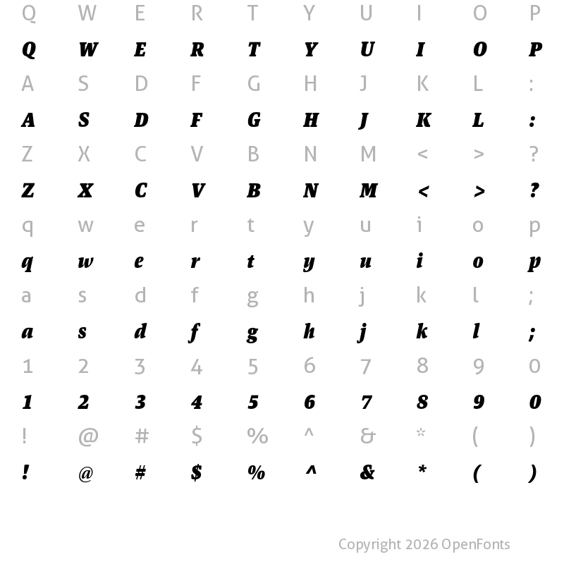 Character Map of Askan Slim Black Italic