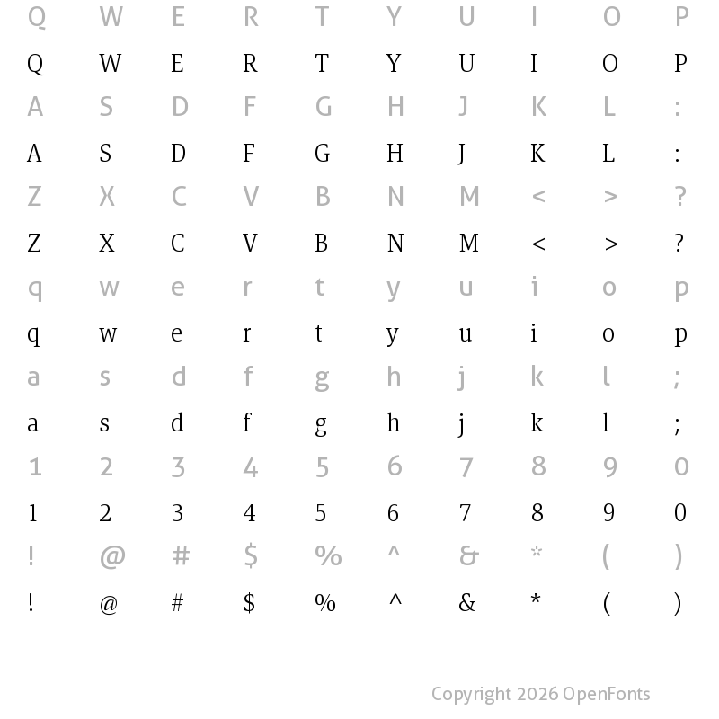 Character Map of Askan Slim Light