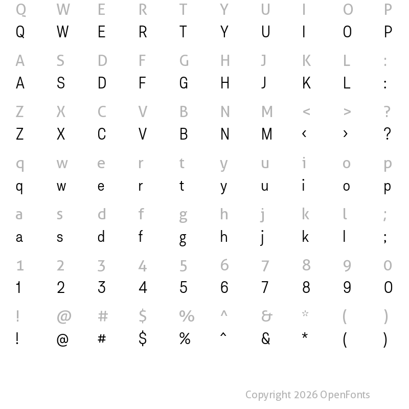 Character Map of Asket Narrow Light