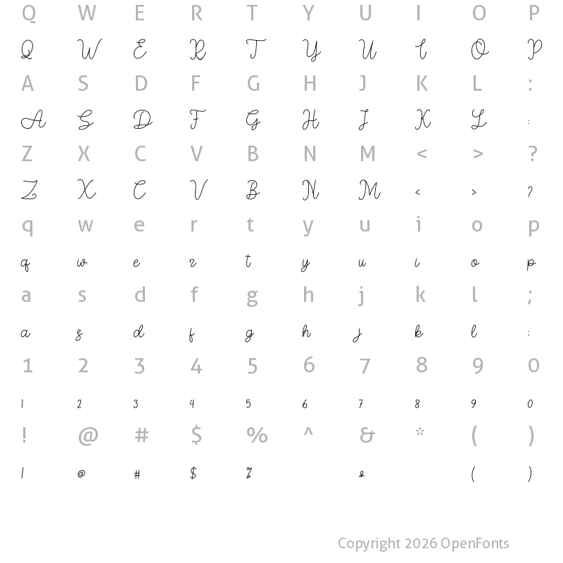 Character Map of AsllyLastty Regular