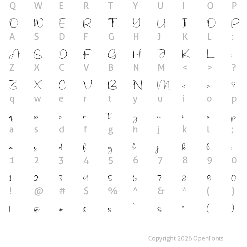 Character Map of Asmeralka Regular
