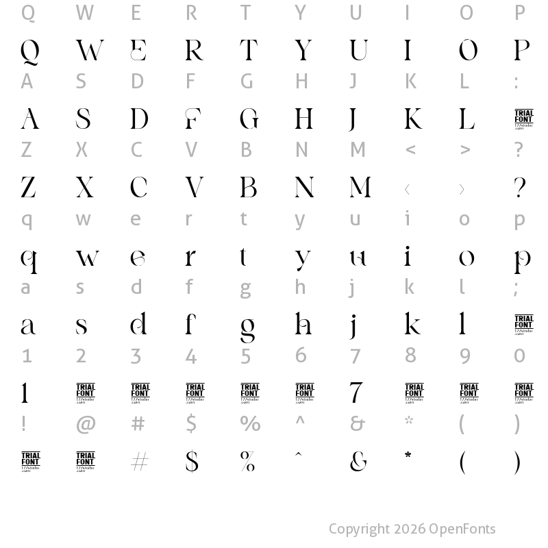 Character Map of ASPECT RANGE DEMO Regular