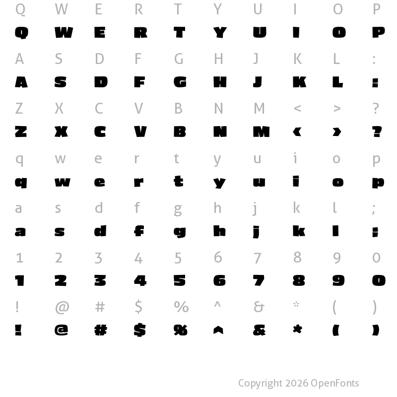 Character Map of Asphalt Black