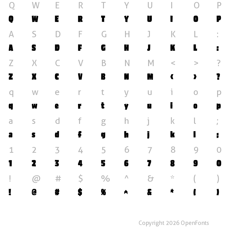 Character Map of Asphalt BlackCondensed