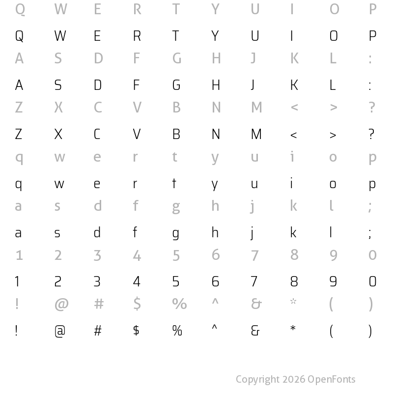 Character Map of Assailand Light