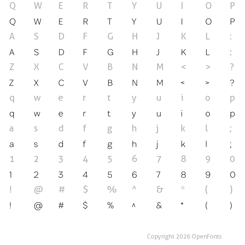 Character Map of Associate Sans Extralight